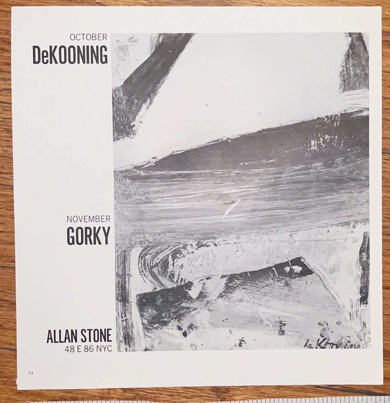 1975 de Kooning Vintage Art Gallery Print Ad, Gorky, Allan Stone NYC abstract