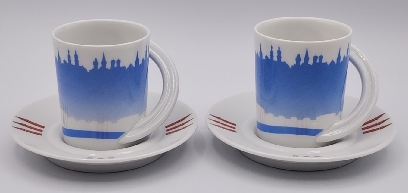 2 Rosenthal Studio-Linie Espresso Cup Saucer Demitasse Kitzingen 1250 Years 1995