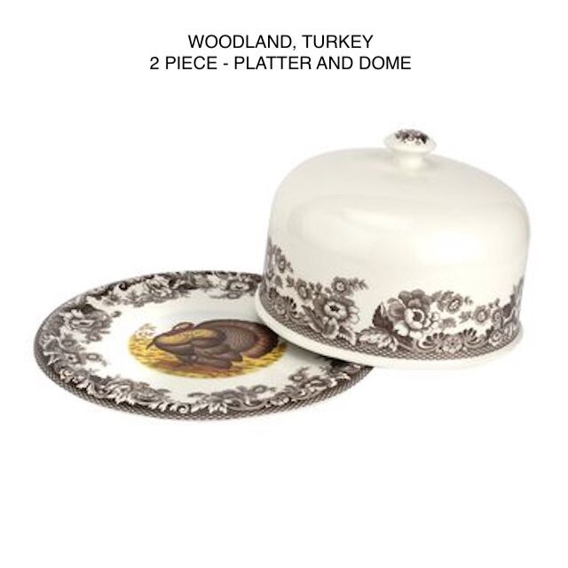 Spode Woodland Turkey Covered Cake 2 Piece Serving Platter Dome New In Box