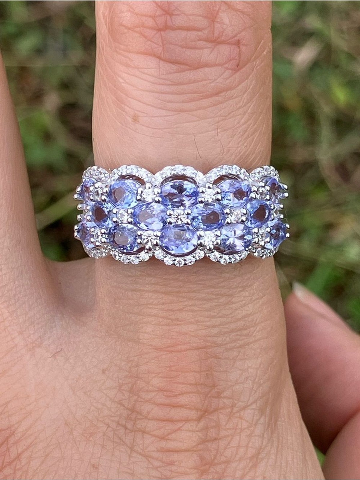 Genuine Tanzanite Sterling Silver Ring Size 8