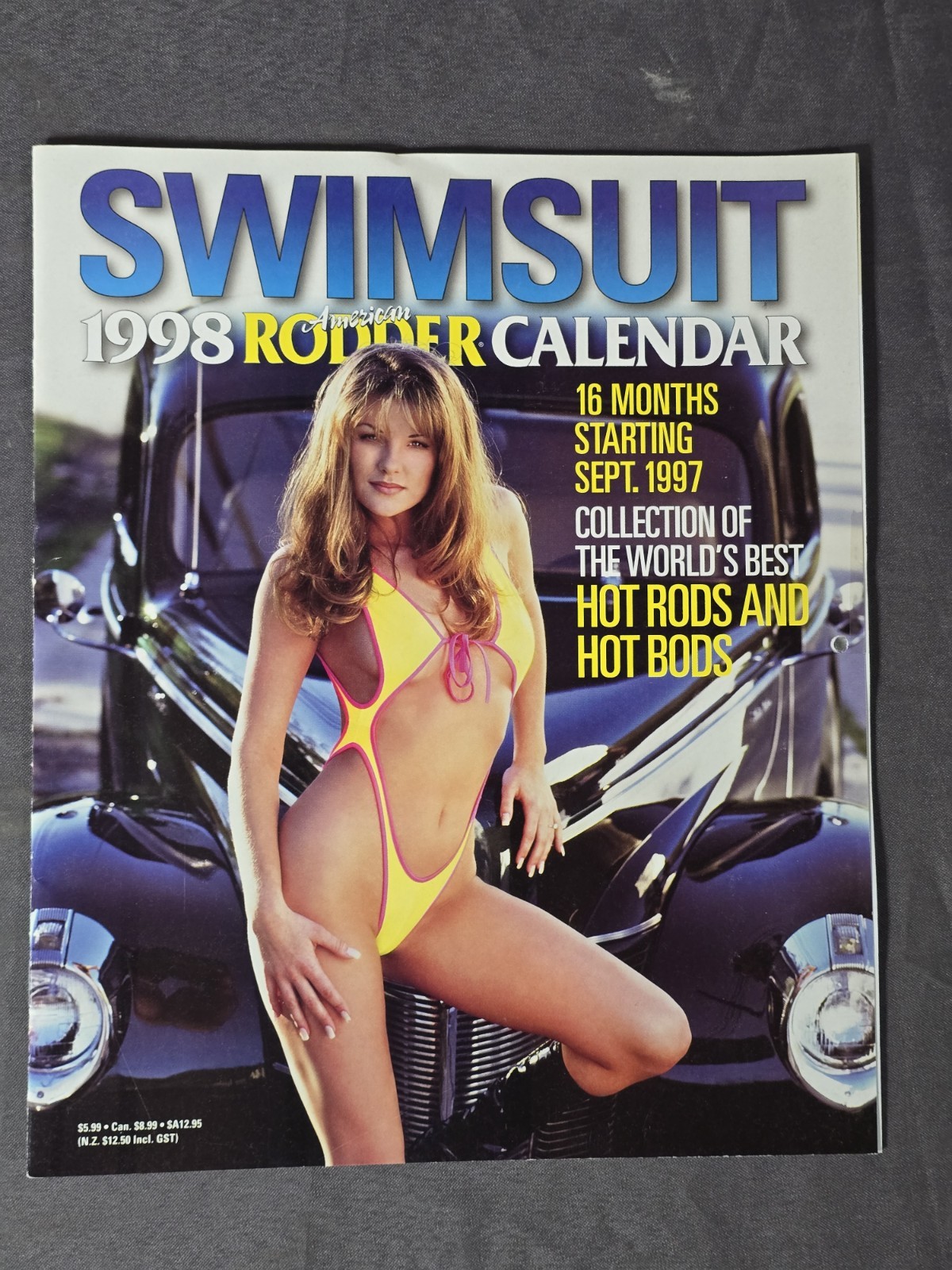 Vintage American Rodder 1998 Swimsuit 16 Month Wall Calendar Hot Rods Cars Women