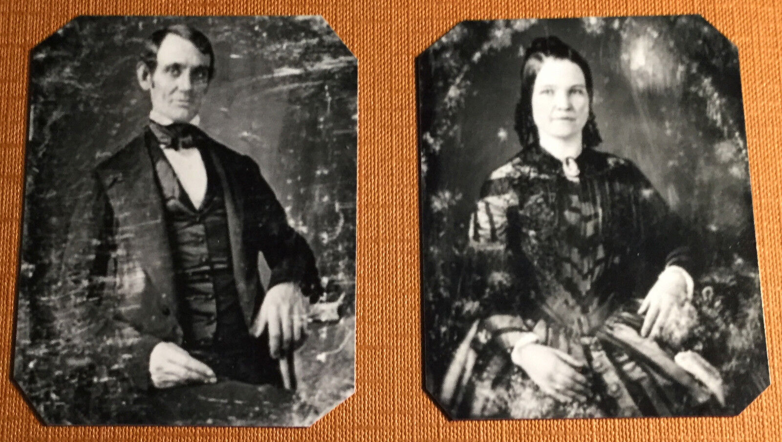 Set of President A. Licoln & Mary T Lincoln Portrait Wedding  tintype  C1064RP