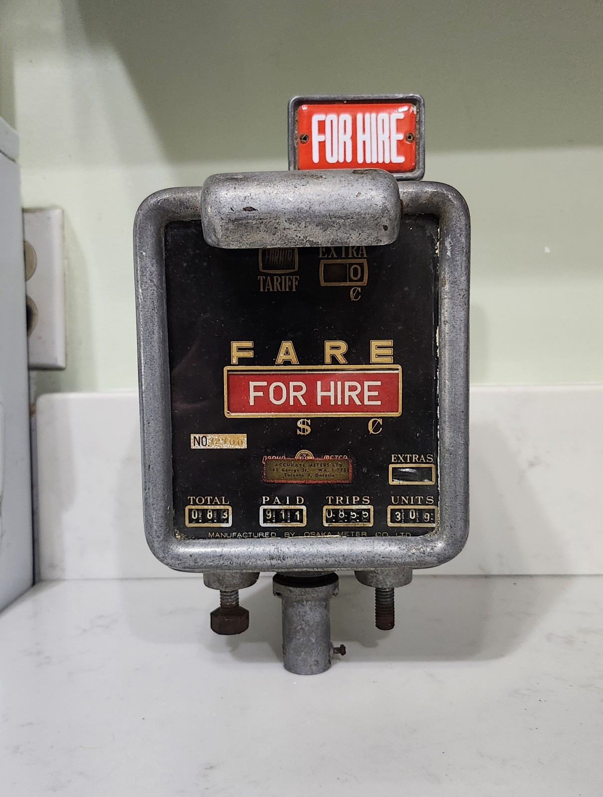 Antique Mechanical Taxi Cab Fare Meter
