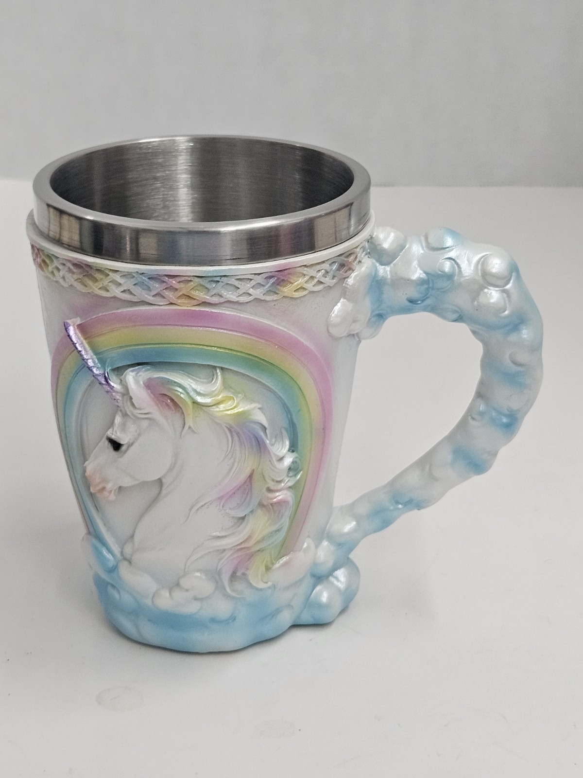 Ebros Sacred Rainbow Unicorn Mug 12oz Celtic Knots Rim Tankard Coffee Cup 5\