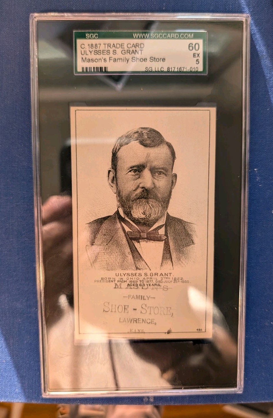 1880s Hd2a Trade Card Ulysses S. Grant SGC 5 EX Mason's Shoes None Higher