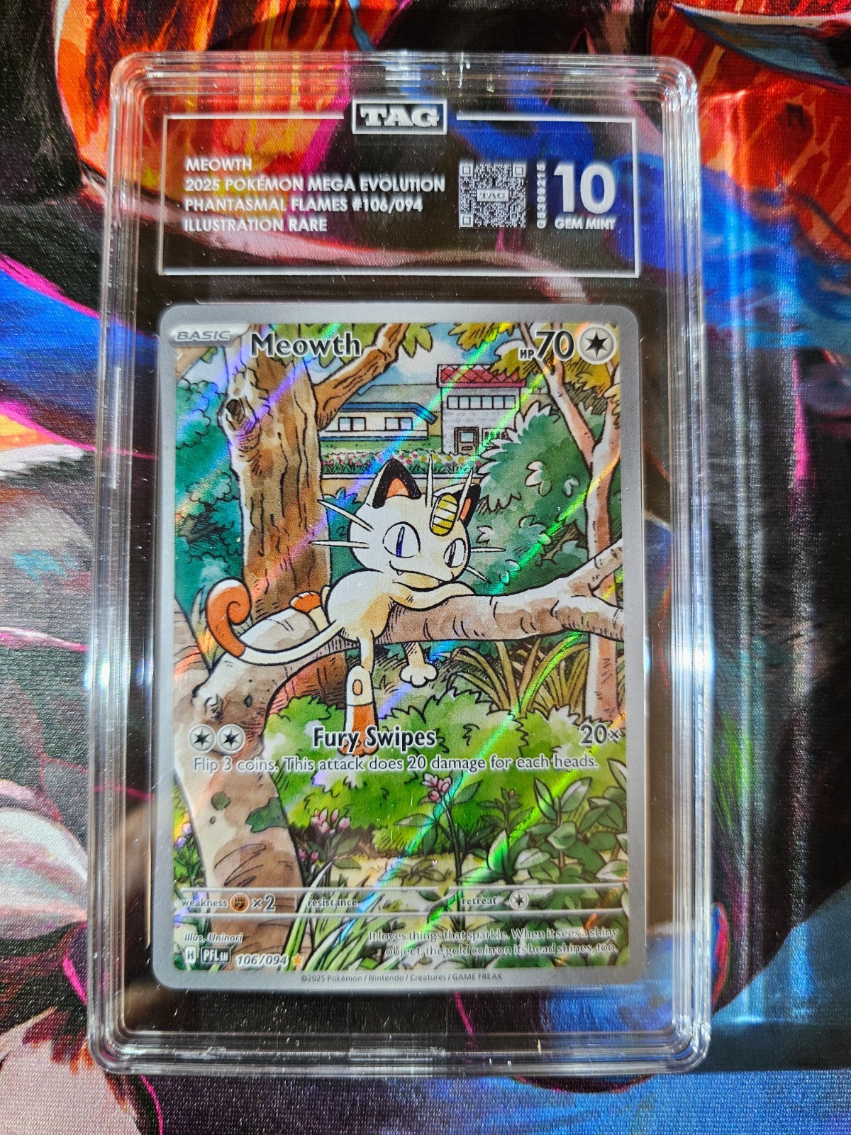 Pokemon ME Phantasmal Flames Meowth 106/094 IR. **TAG 10  MINT**