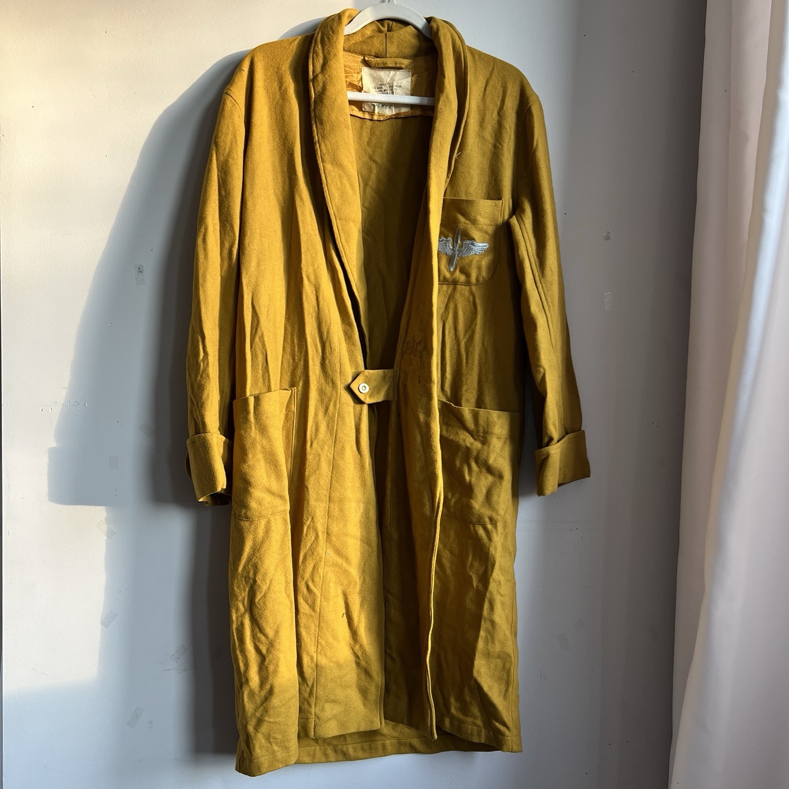 Vintage 1979 US Air Force Academy Cadet Wool Hospital? Robe Yellow Alamo Small