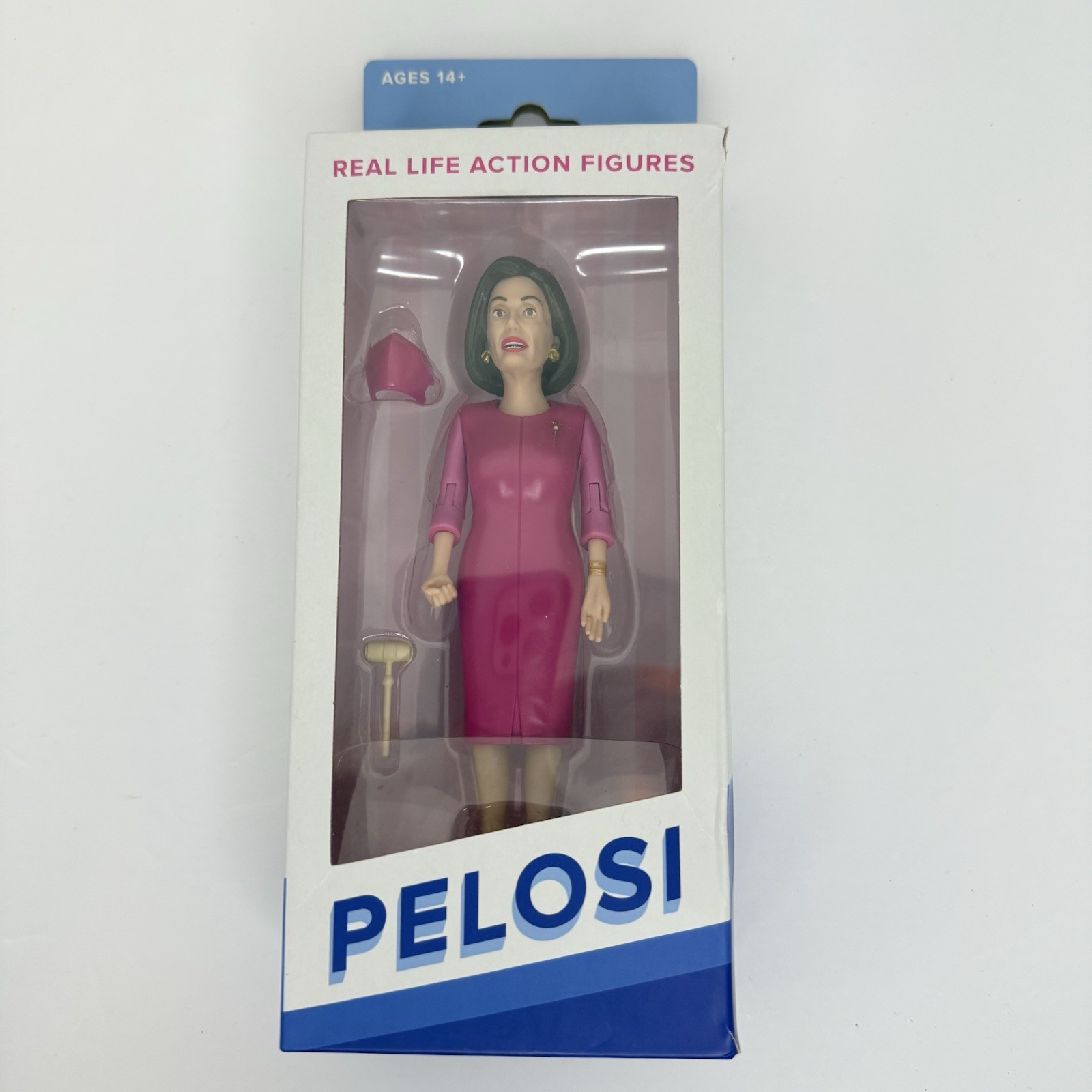 FCTRY Nancy Pelosi Real Life Action Figure Pink Dress Face Mask New *Damaged Box