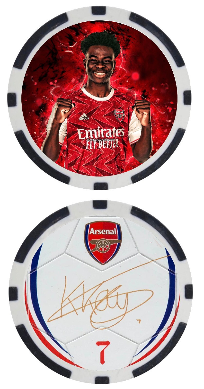 BUKAYO SAKA - ARSENAL - PREMIER LEAGUE - POKER CHIP --  ***SIGNED***