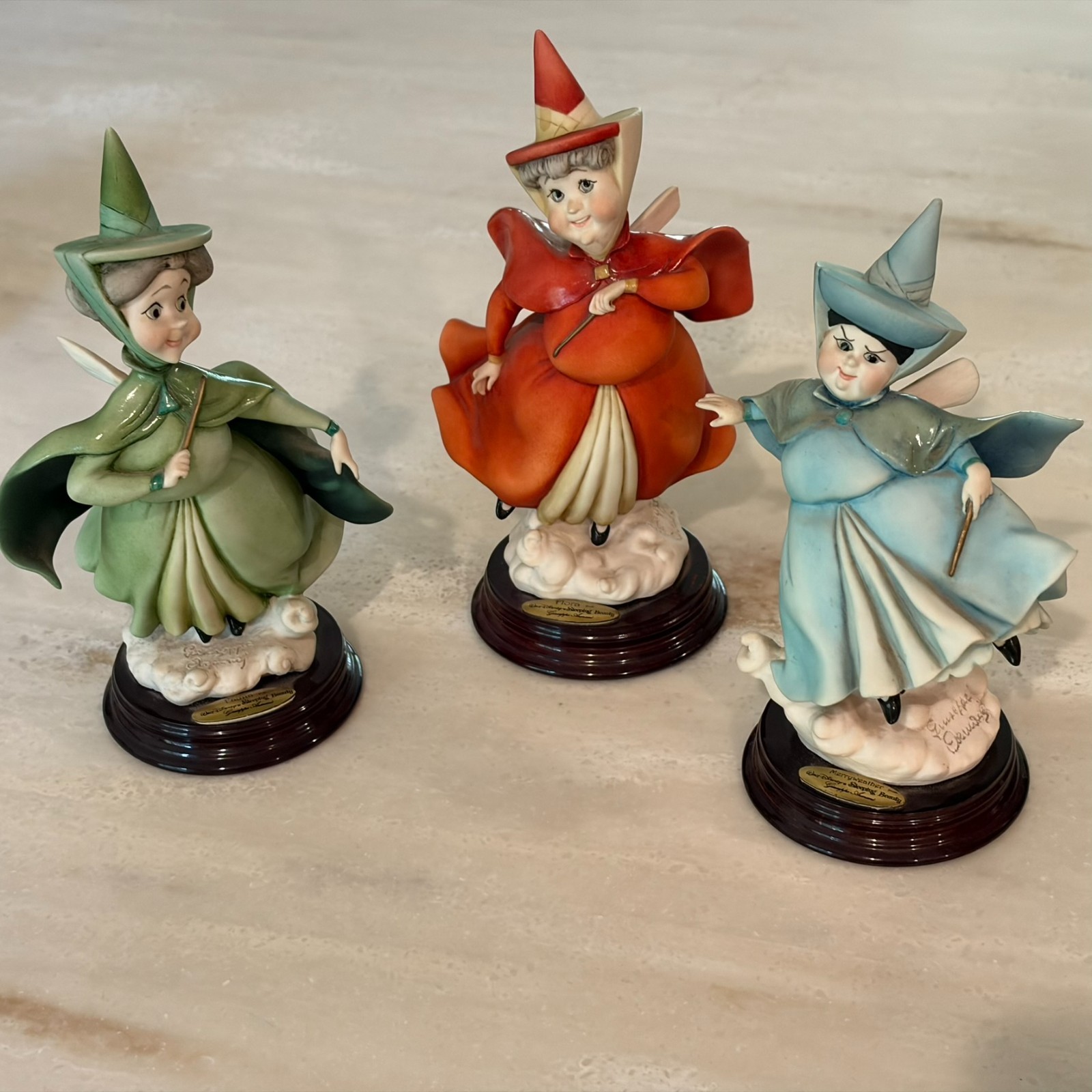 Vintage Giuseppe Armani Disney Sleeping Beauty Flora Fauna Merryweather in Boxes