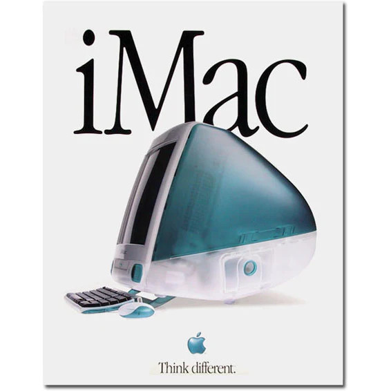 Vintage Original New Bondi Blue Apple iMac Poster Think Different 22 x 28