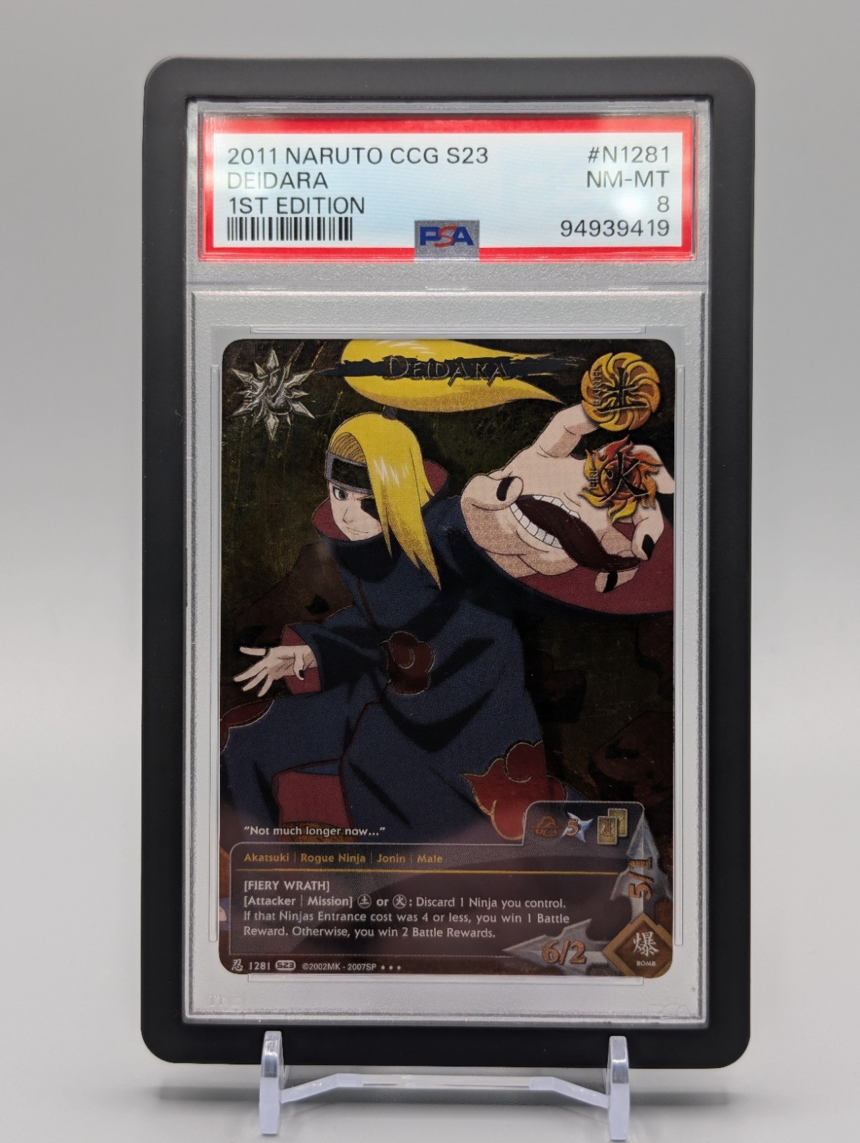 Deidara - 1281 - Invasion - Super Rare PSA 8 Naruto CCG TCG Bandai Plus Guard