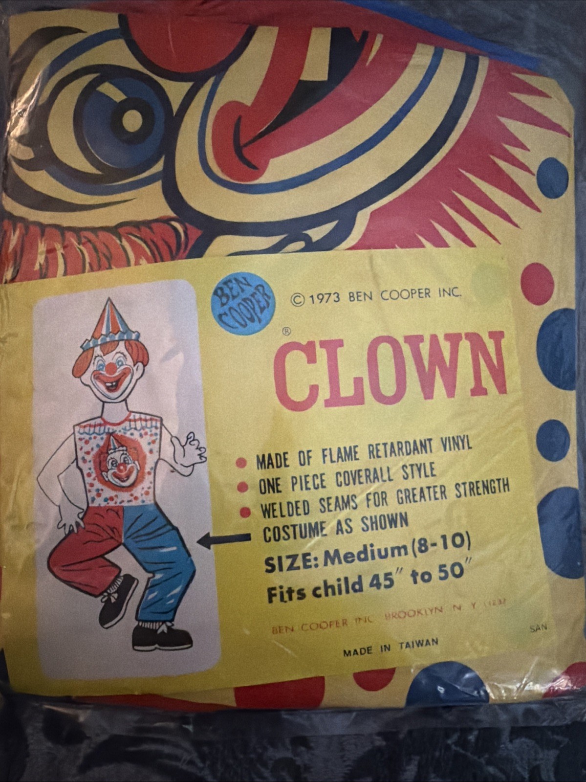 Sealed New Old Stock 1973 Ben Cooper Clown Child Costume