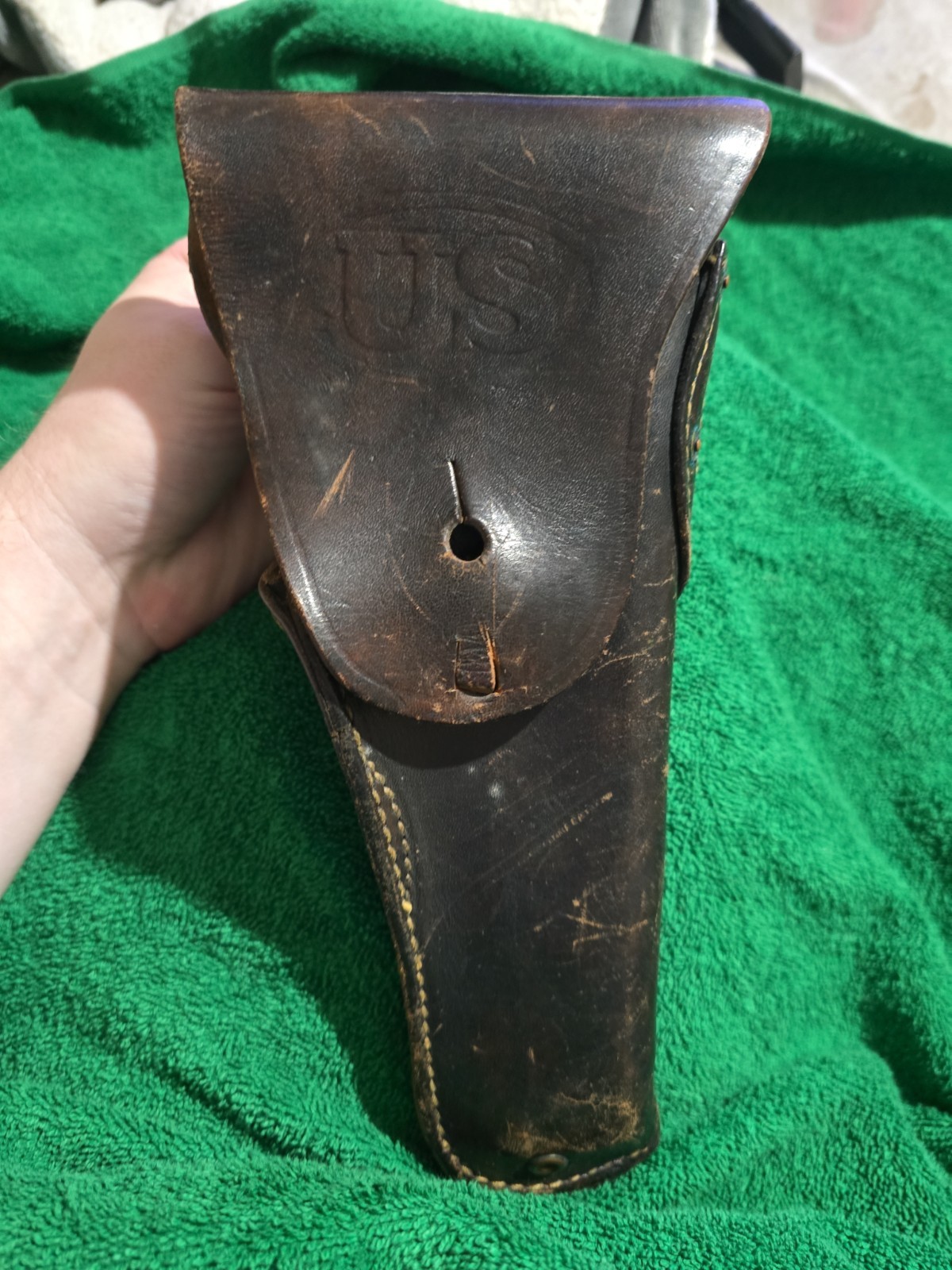 Vintage WW II US Model 1916 Brown Leather Pistol Holster for Colt 1911