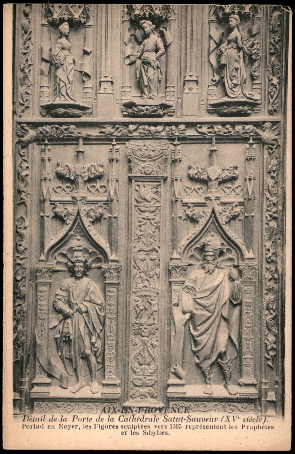 Aix-en-Provence St-Sauveur Cathedral Door 15th Century Prophets Postcard