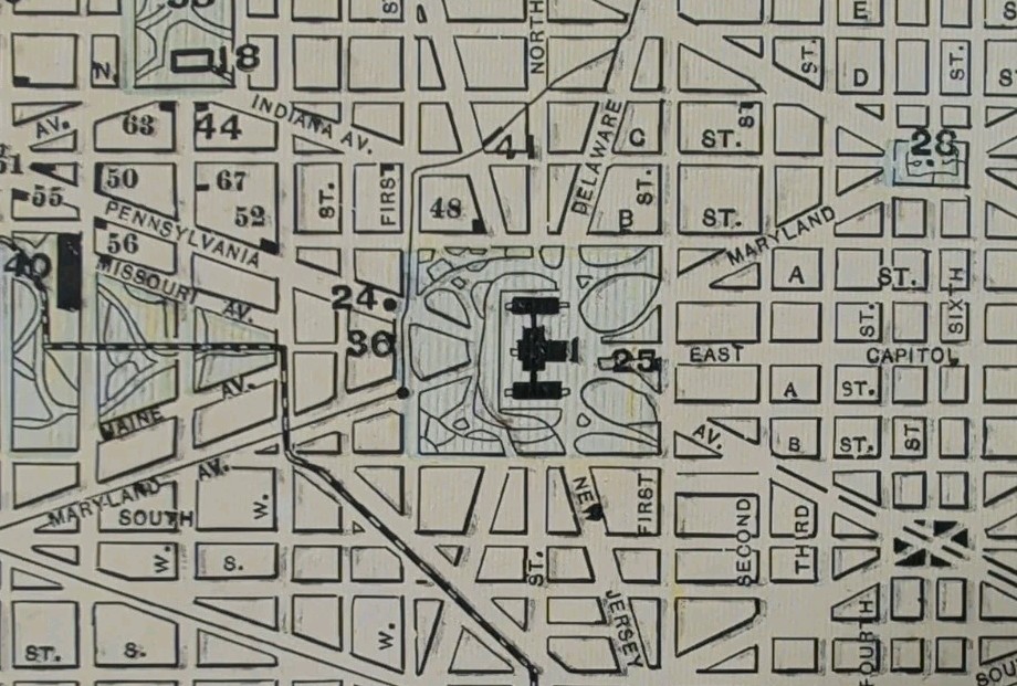 Vintage 1891 WASHINGTON DC Map 14