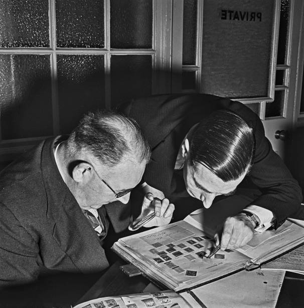 Philatelist & stamp collector T G Edmond-Smith & stamp dealer G- 1941 Old Photo