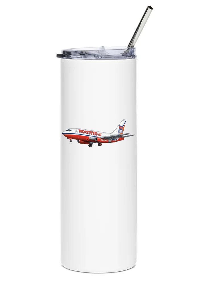 Hooters Air Boeing 737-200 Stainless Steel Water Tumbler with straw - 20oz