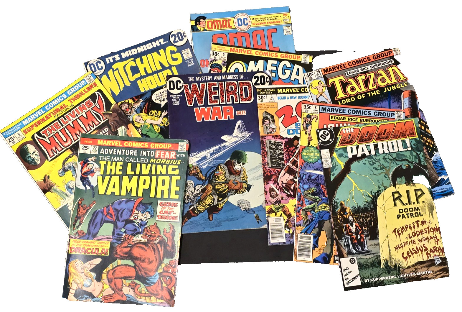 Sci-Fi & Horror Comic VTG Lot 10 Books 1970s Bronze Age Morbius Kirby DC Marvel