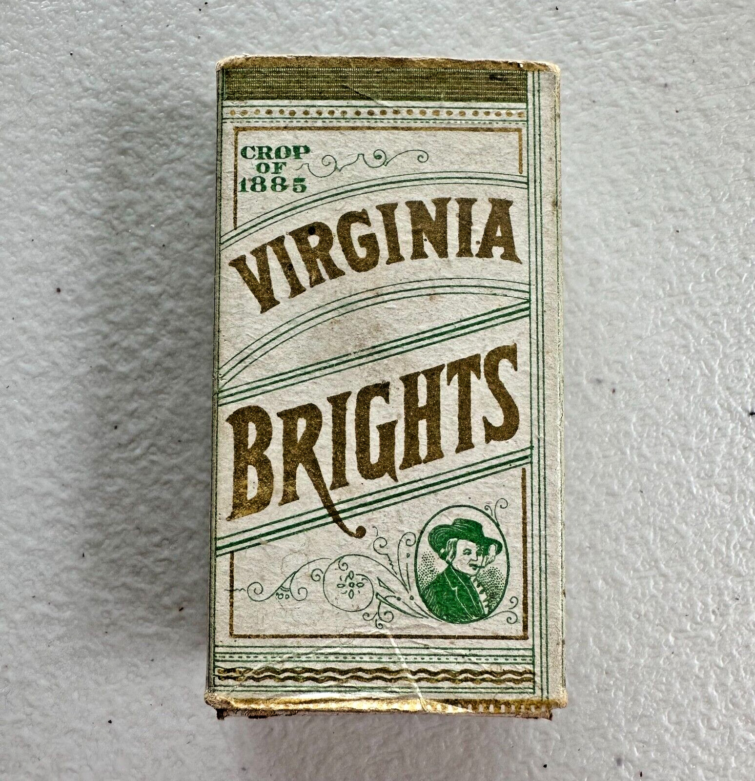 Rare VIRGINIA BRIGHTS Allen & Ginter Cigarette Slider Box Empty Pack Crop 1885