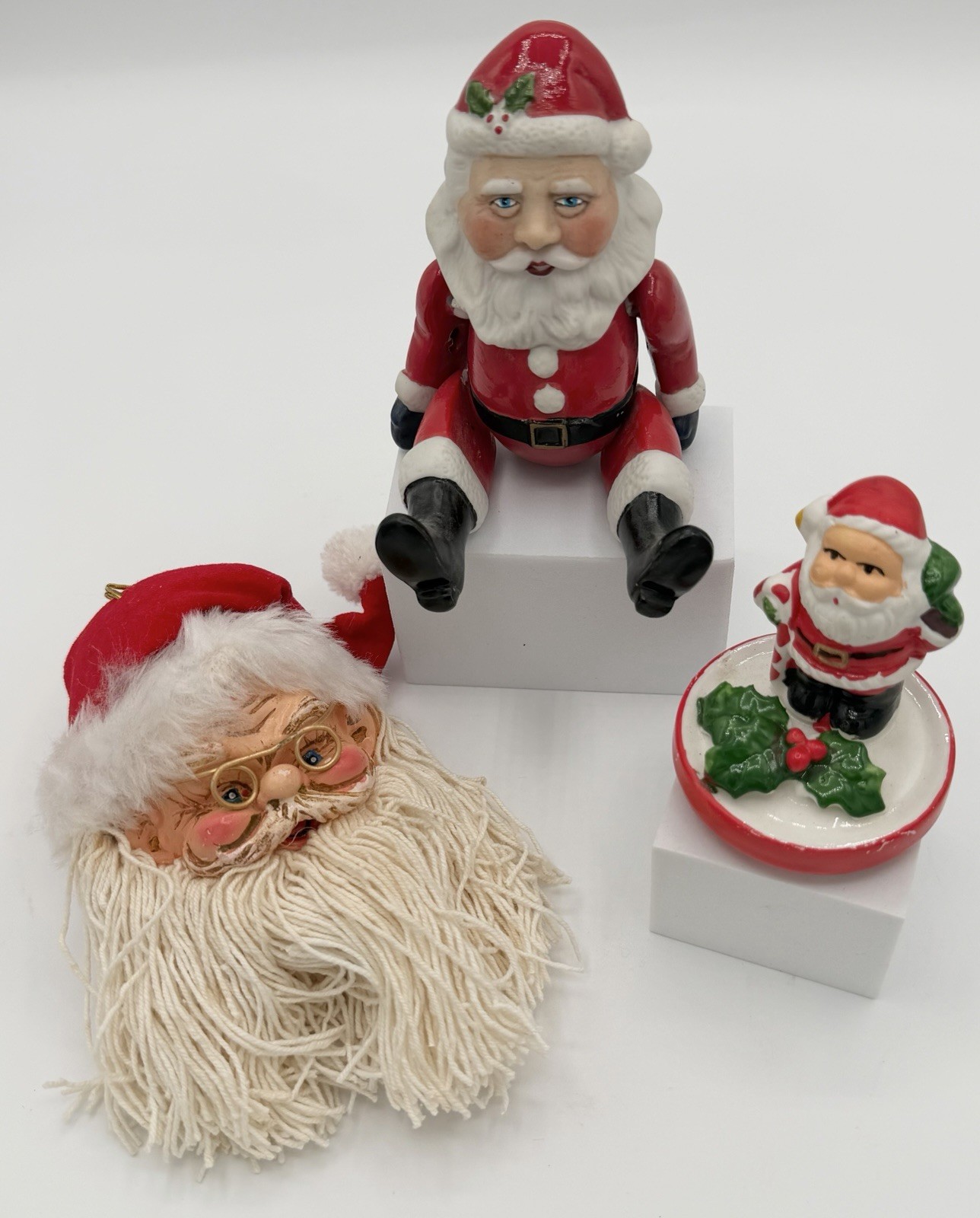 Vintage 1979 ACOF Ceramic Santa Claus Posable Figure Japan Santa Decor Lot