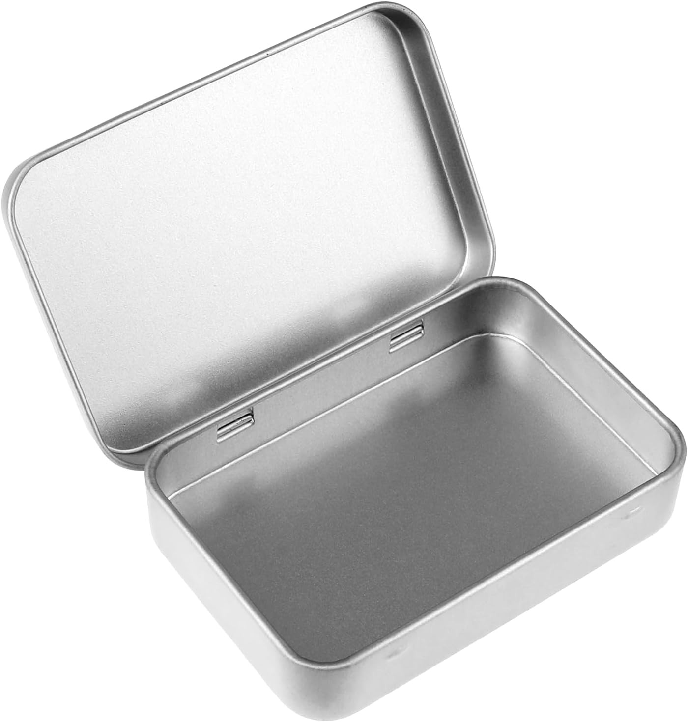 Metal Tins with Lids, Rectangular Small Metal Box with Lid Hinged Tin Box