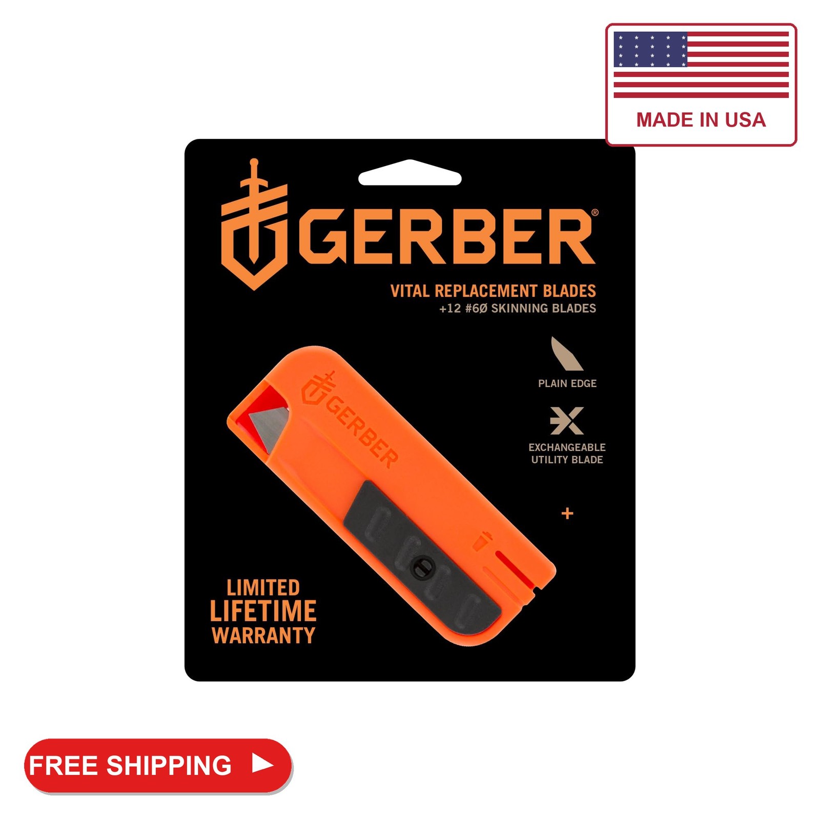 Gerber Vital Folding Hunting Knife with Replacement Blades, 12-Pack, 2.8 in