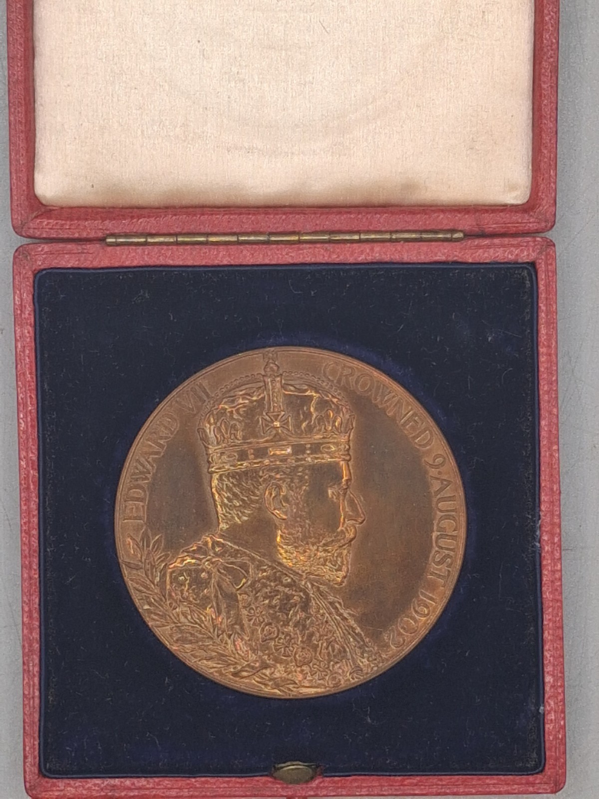 1902 Coronation of King Edward VII, Queen Alexandra Bronze Medal/Case 62mm 