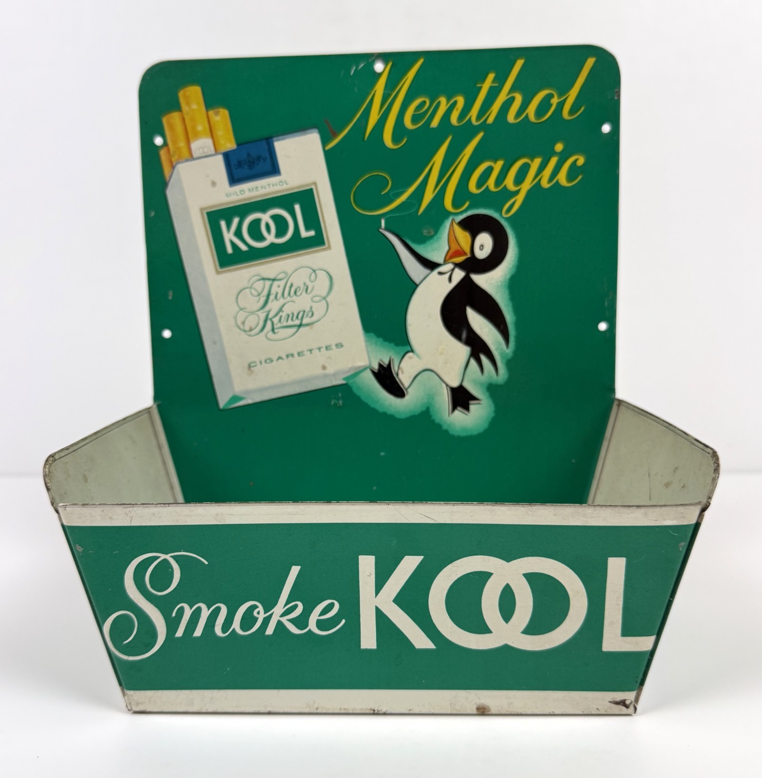 Vintage KOOL Menthol Magic Penguin Cigarette Match Holder Store Display Sign