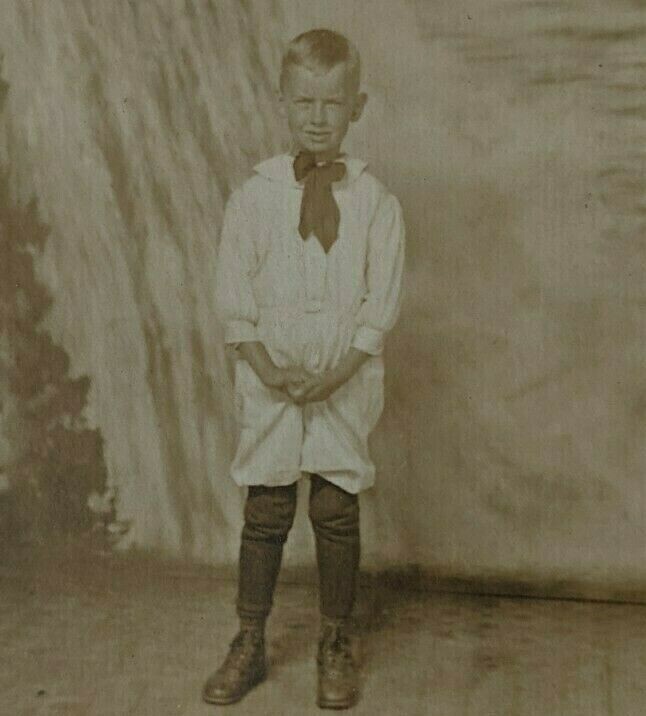 Vintage 1917-1930  Real Photo Postcard RPPC Portrait of Boy Pre Depression Era