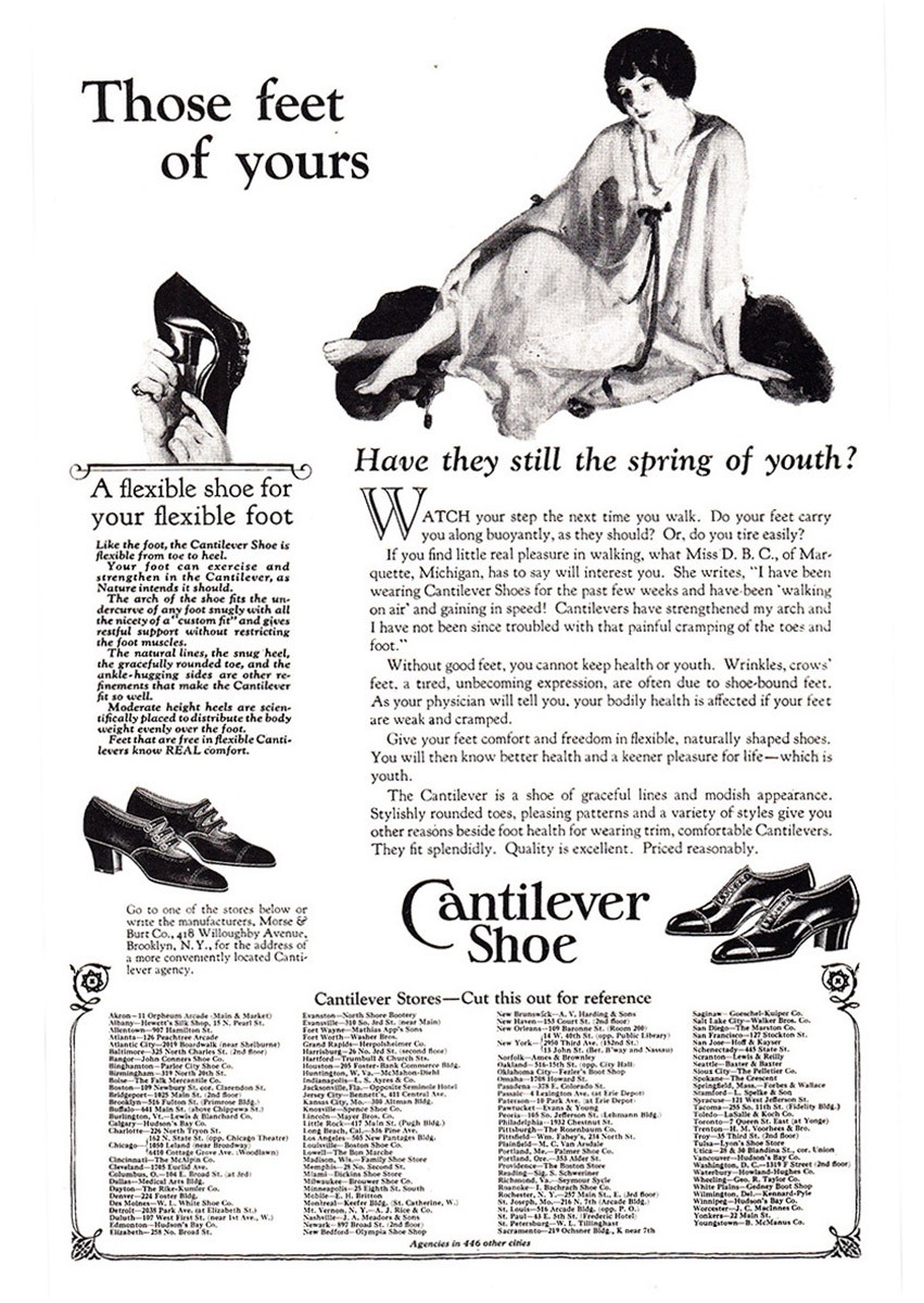 1925 Cantilever Shoe: Those Feet Of  Yours Vintage Print Ad