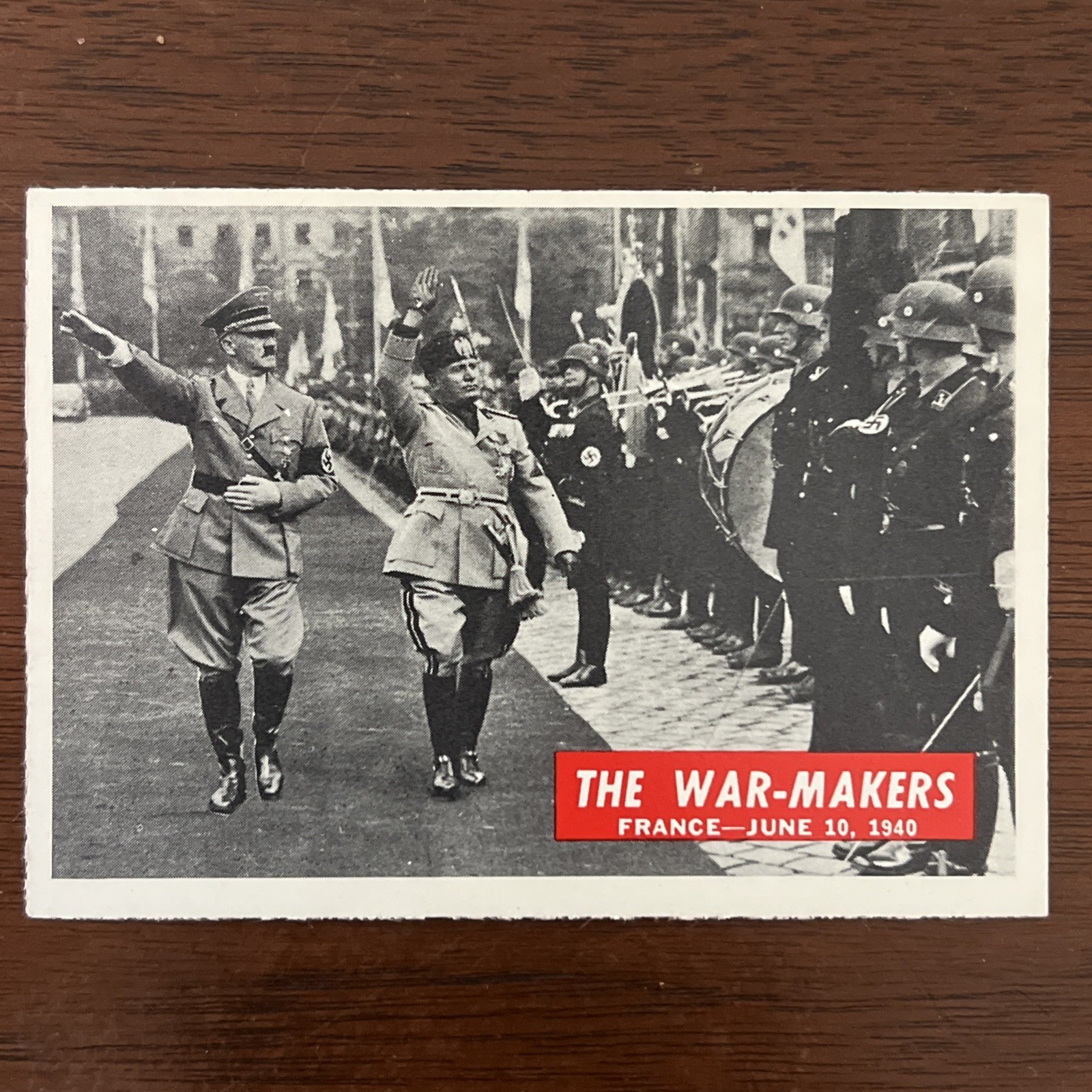 1965 Philadelphia Gum War Bulletin Card #6 Adolf Hitler & Benito Mussolini EXMT