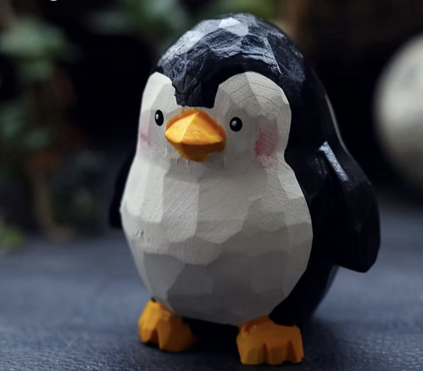 Wooden Emperor Penguin Figurine