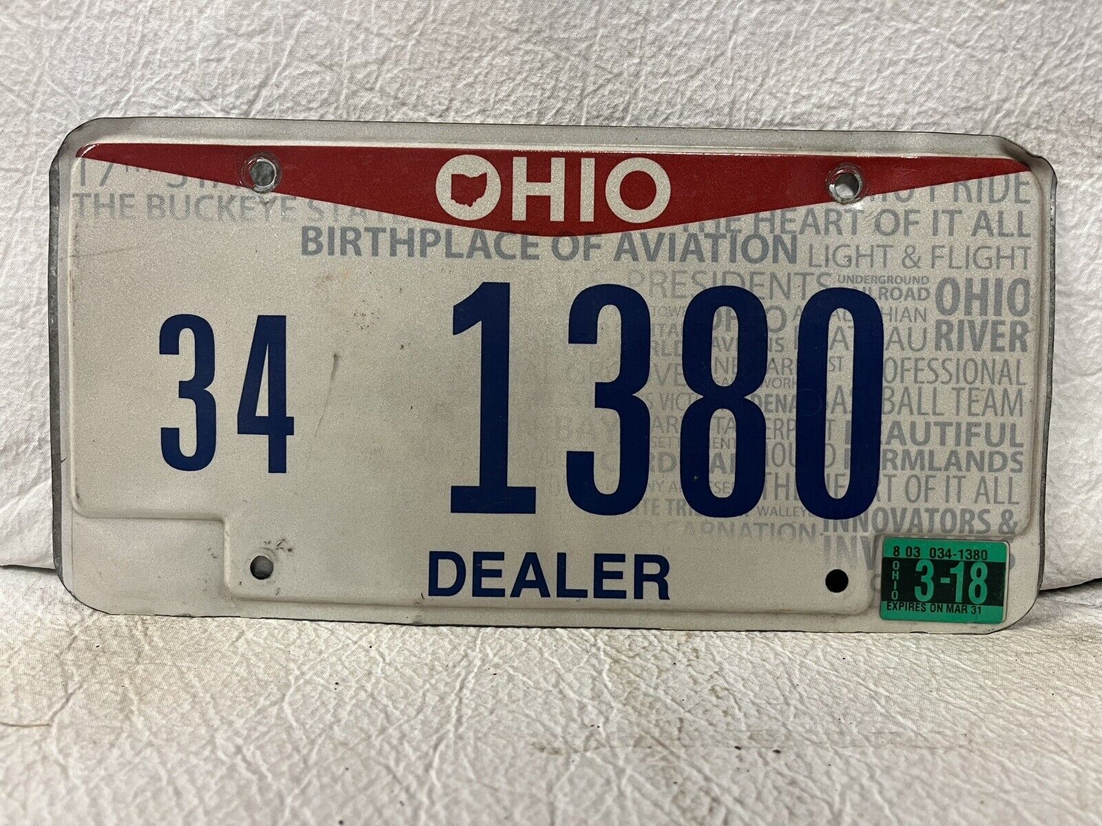 2018 Ohio Dealer License Plate