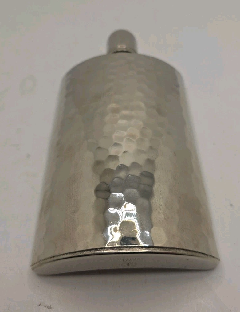 Vintage Hammered Tin Lined 10 oz Flask Made in Germany US Zone