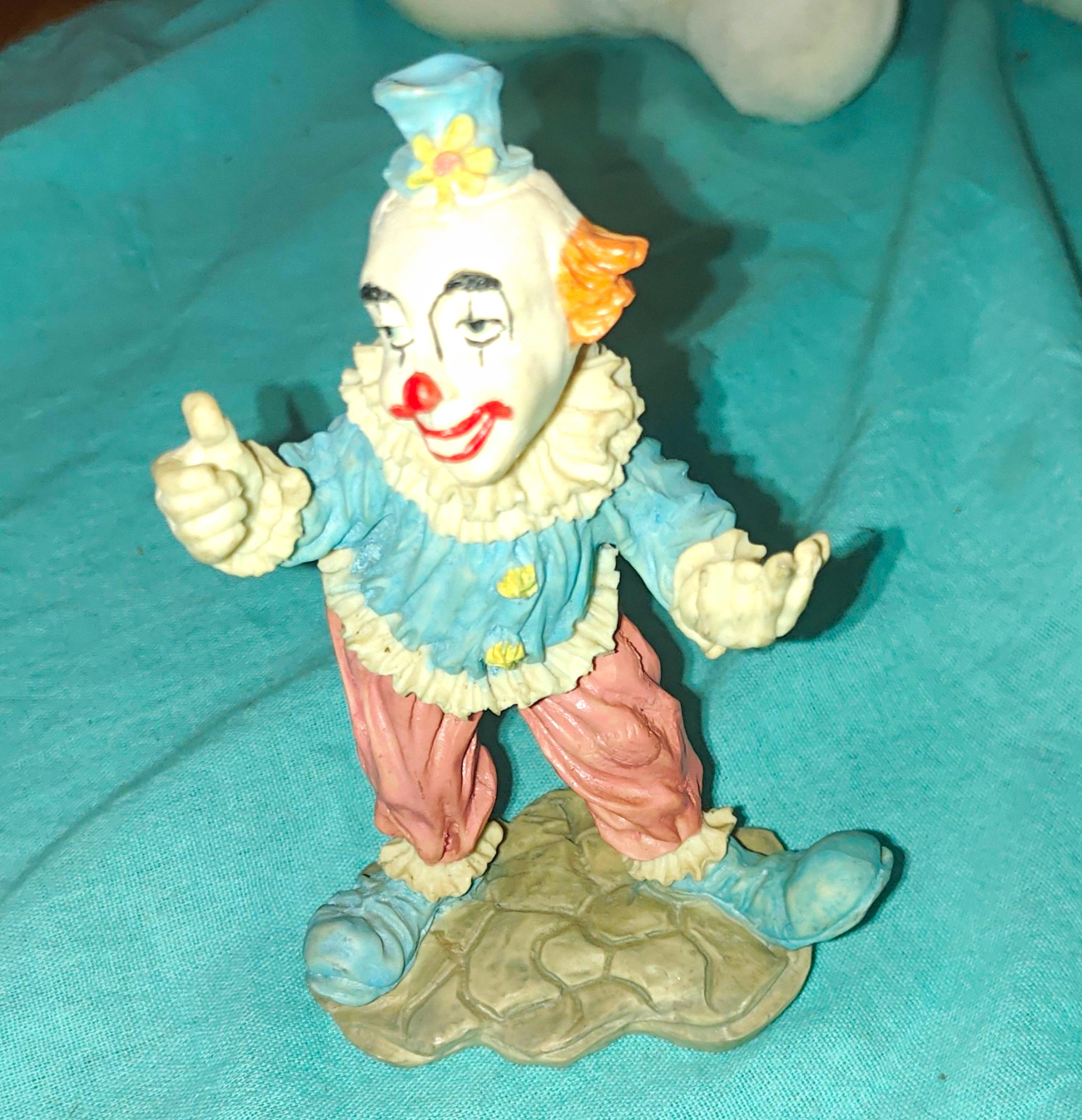 Hand-Painted Painted Multicolor Resin Clown Figurine, Circus Theme, Unboxed