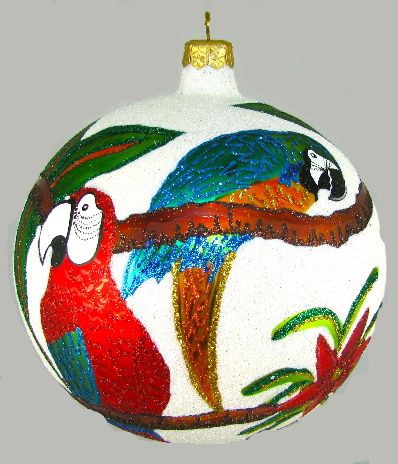 Larry Fraga Designs Flower Ball Ornament In Flight Hand Painted Made in Poland 