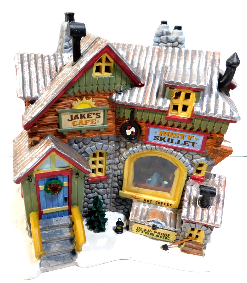 Lemax 2014 Christmas Jake's Cafe Rusty Skillet Porcelain Building #45721 Retired