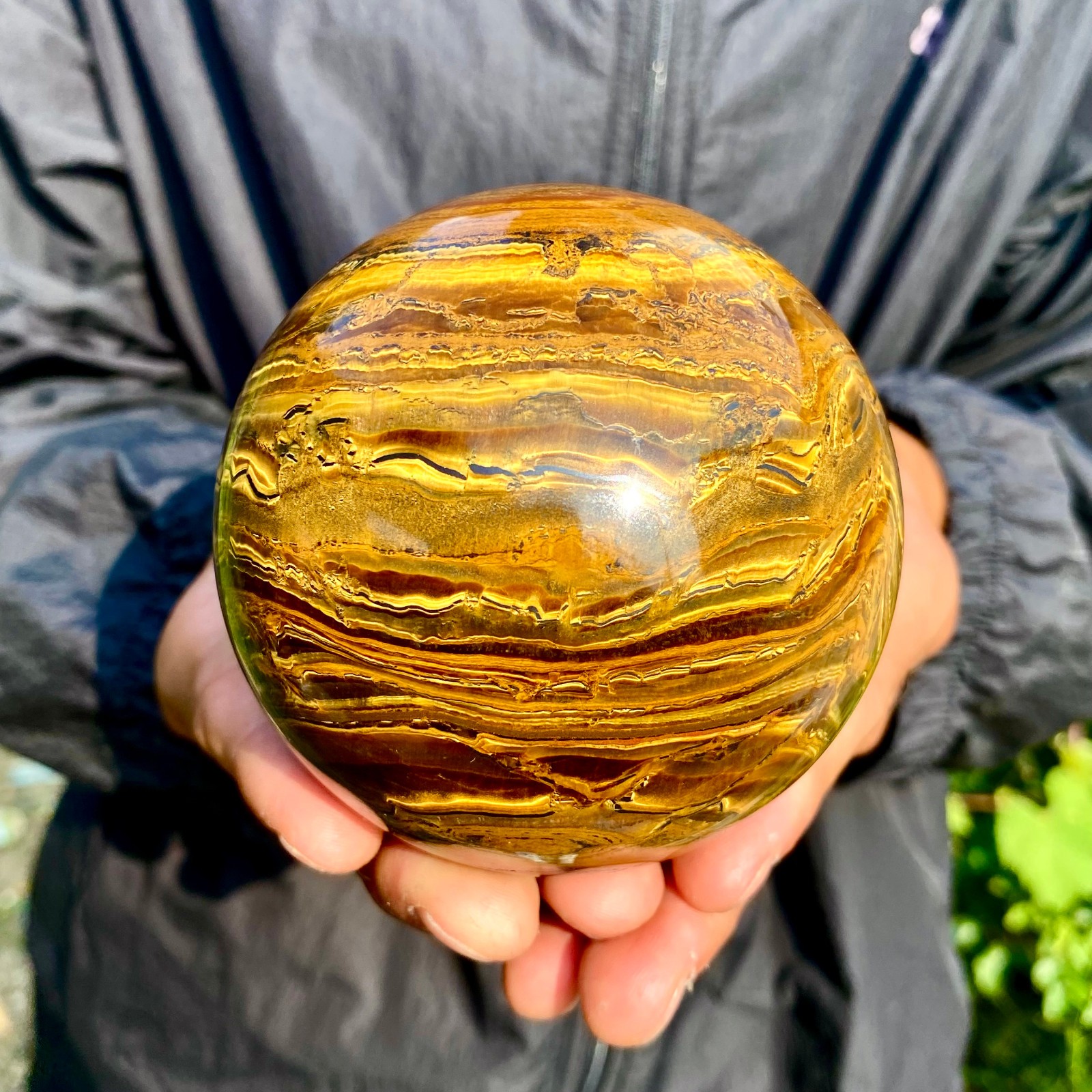 2.27LB Natural Tiger Eye Stone Crystal Ball Quartz Healing Sphere Décor