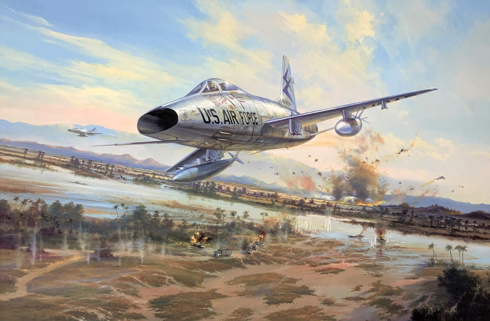 Knights Charge by Simon Atack signed F-100 Pilot Bud Day Medal of Honor