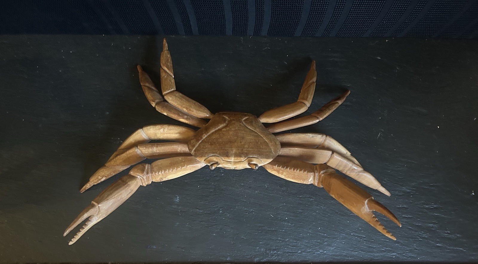 Vintage Hand Carved 24” Hardwood Crab. Artist Signed “Mendoza” Great Condition