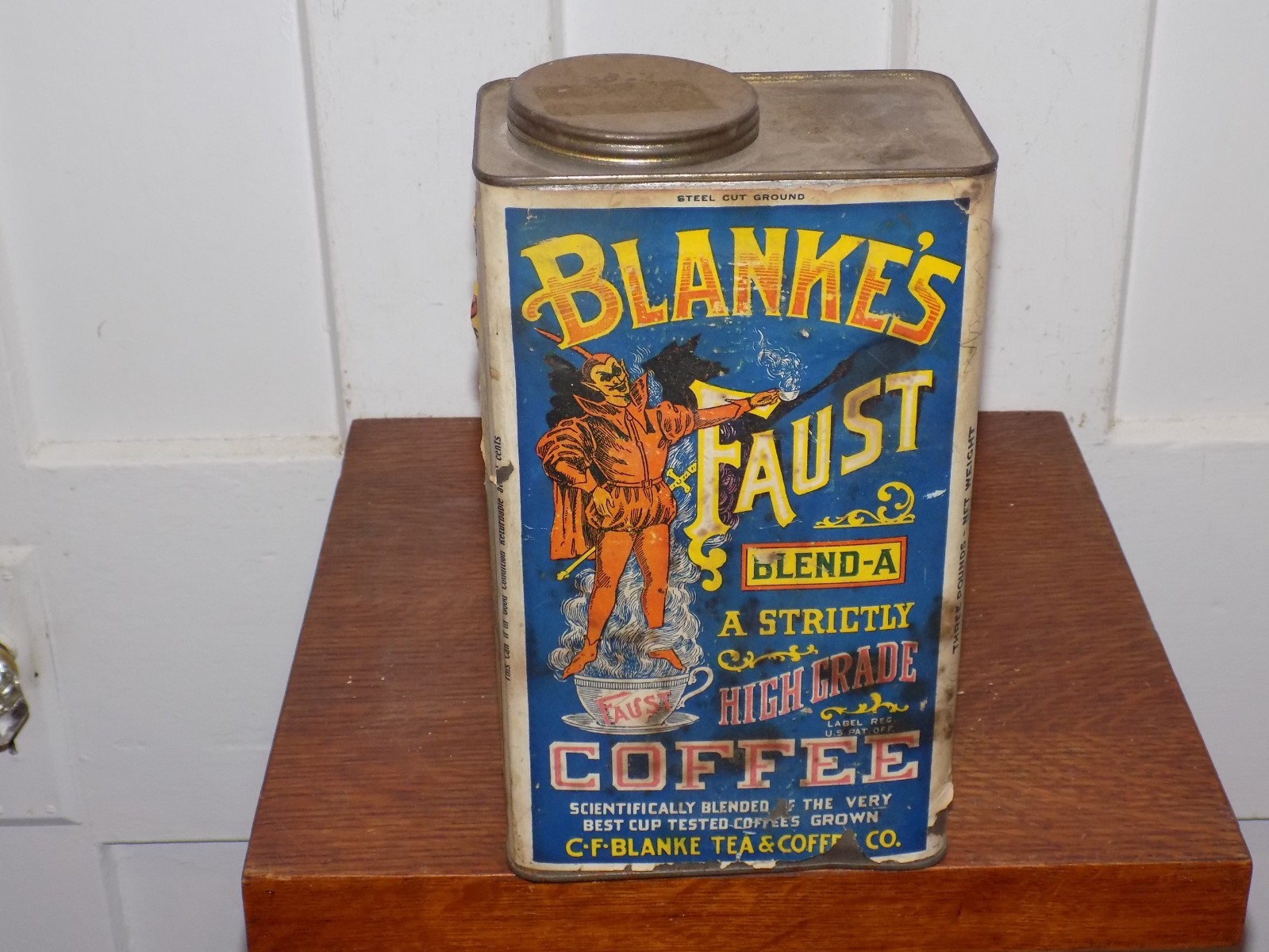 Vintage Blanke’s Faust Blend A High Grade Coffee Empty 3 Pound Can