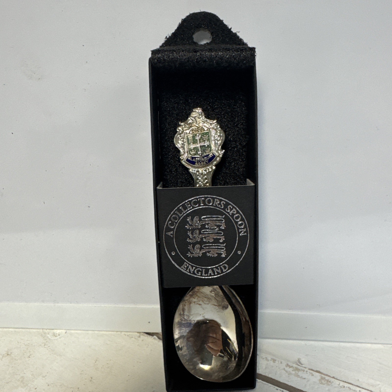 VINTAGE GLASTONBURY ABBEY ENGLAND  SOUVENIR SPOON HAND ENAMELED