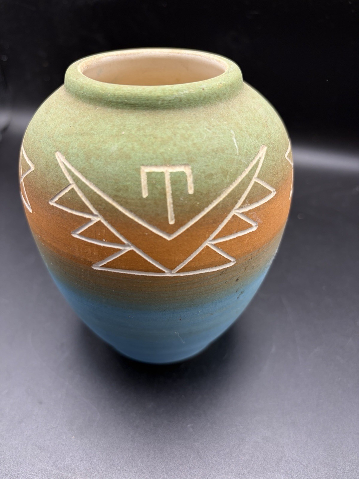 Vintage Sioux Pottery Swift Eagle Signed Vase Rapid City SD Native American Art