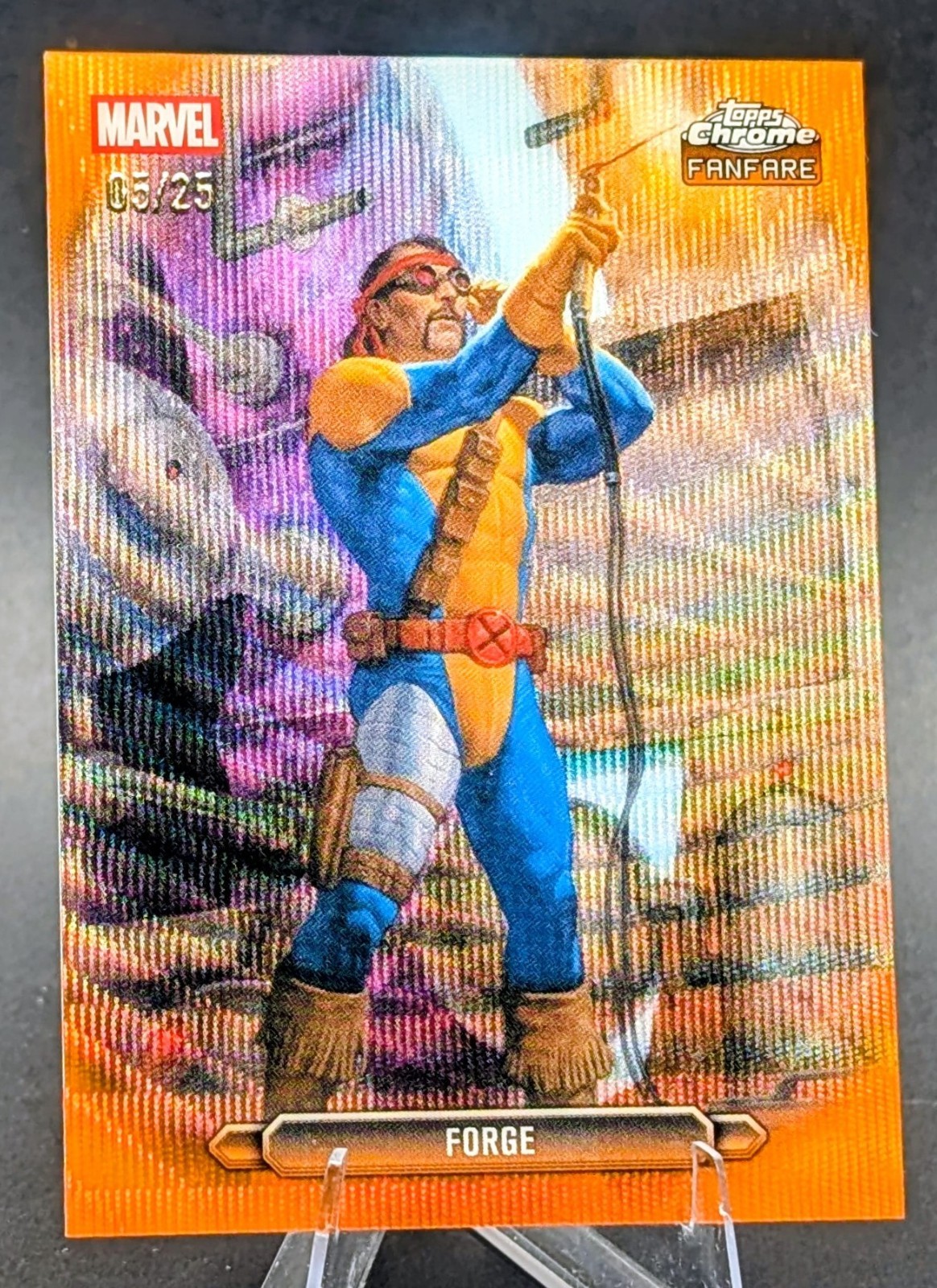 2026 Topps Chrome Marvel FORGE Fanfare Orange Wave Refractor /25 #FF-15 SP 2026 Topps Chrome Marvel FORGE Fanfare Orange Wave Refractor /25 #FF-15 SP