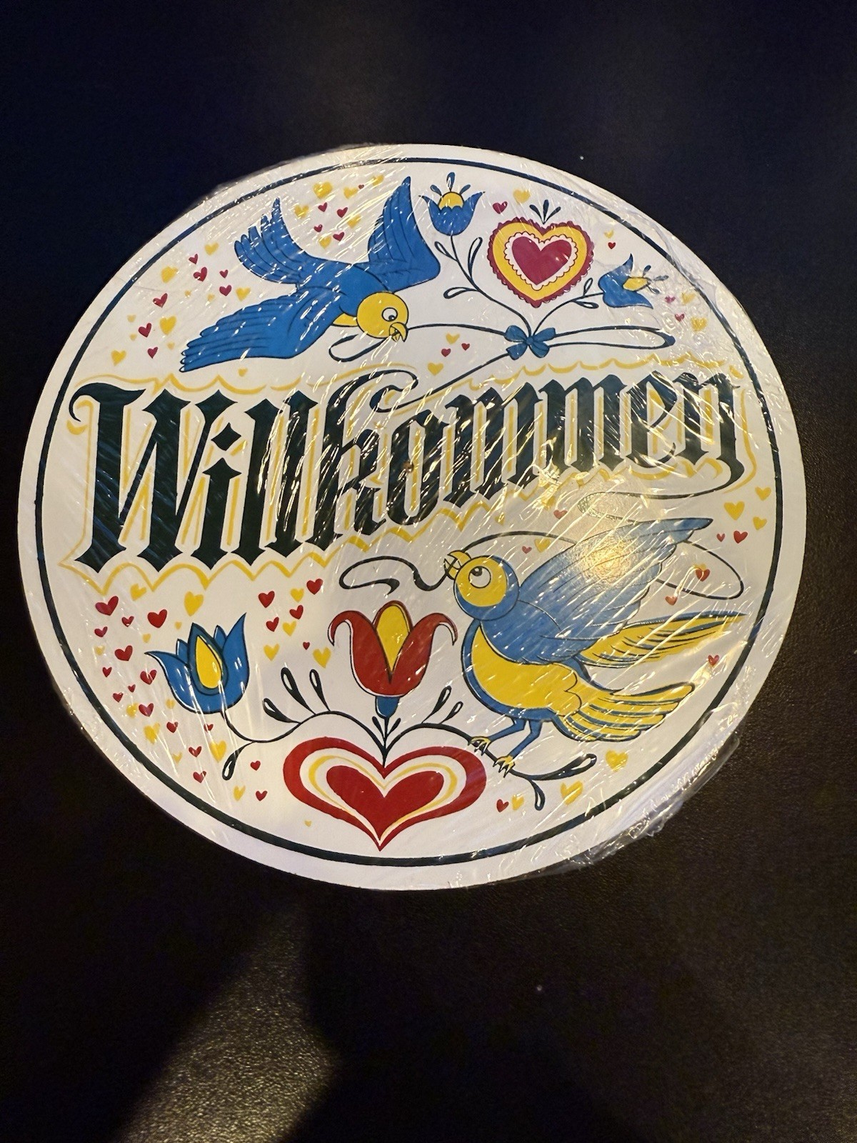 Vintage SEALED Willkommen Bird Hex Sign 7.5” Pennsylvania Dutch Gettysburg
