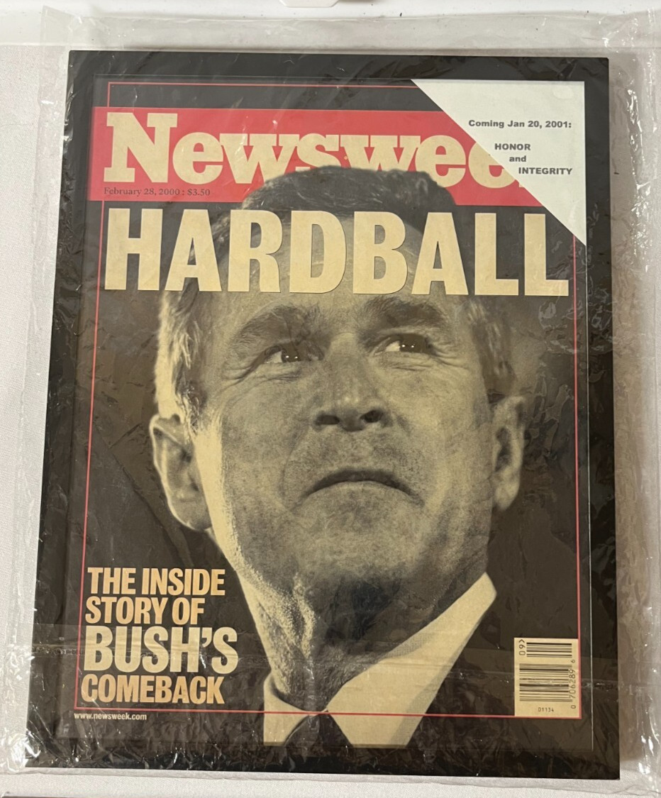 NEW Sealed FRAMED President GEORGE W. BUSH February 28, 2000 NEWSWEEK HARD COVER