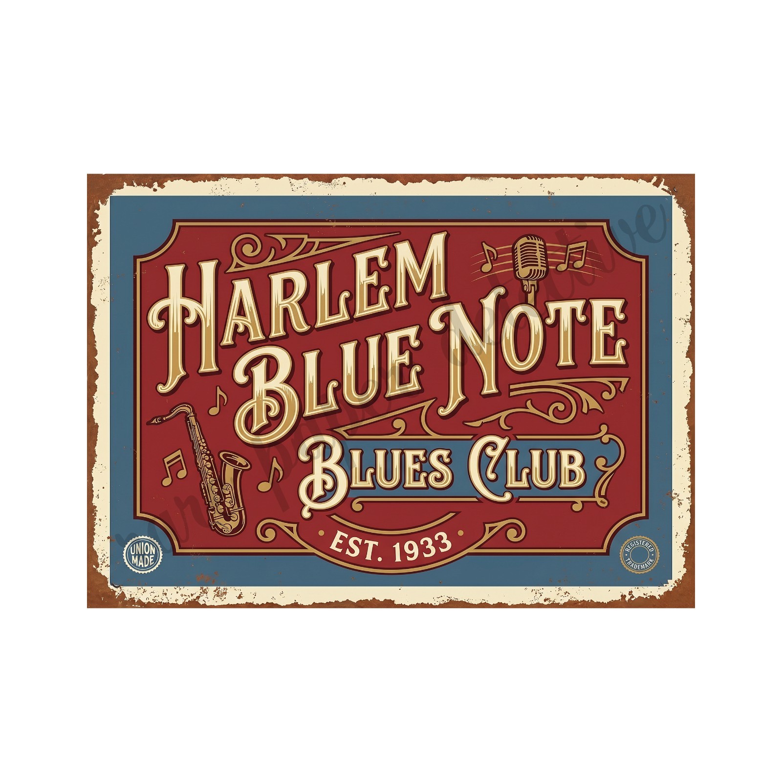 Vintage Advertising Sign Print Blues Club Retro 1940s, 5\