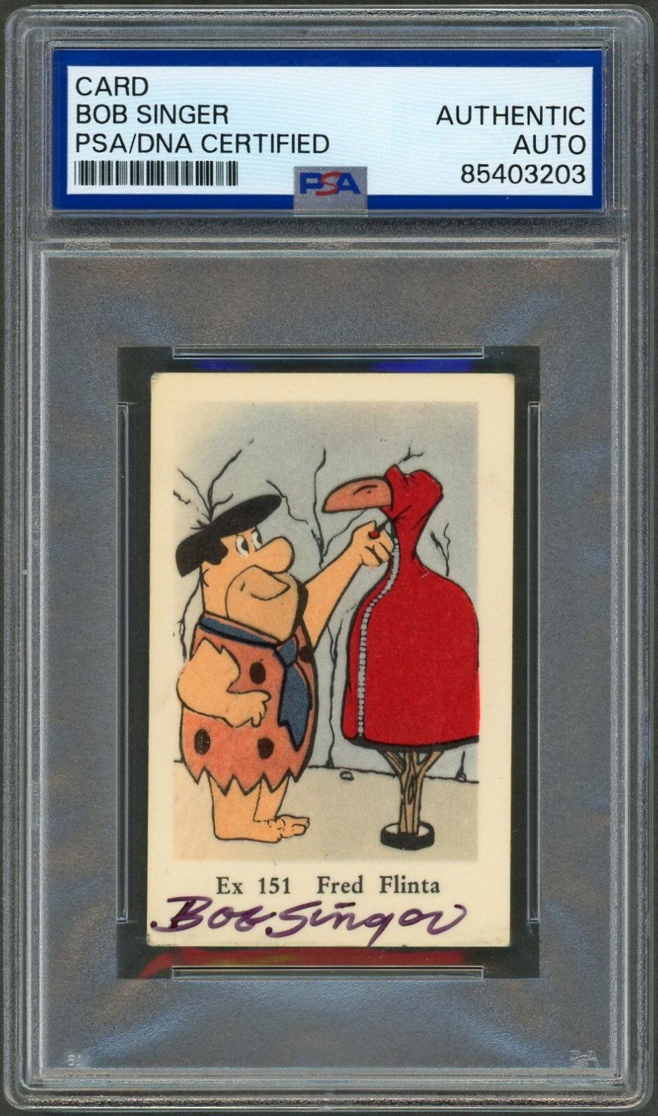 Bob Singer SIGNED 1962 Dutch Gum #151 Fred Flintstone Card Artist Auto PSA DNA