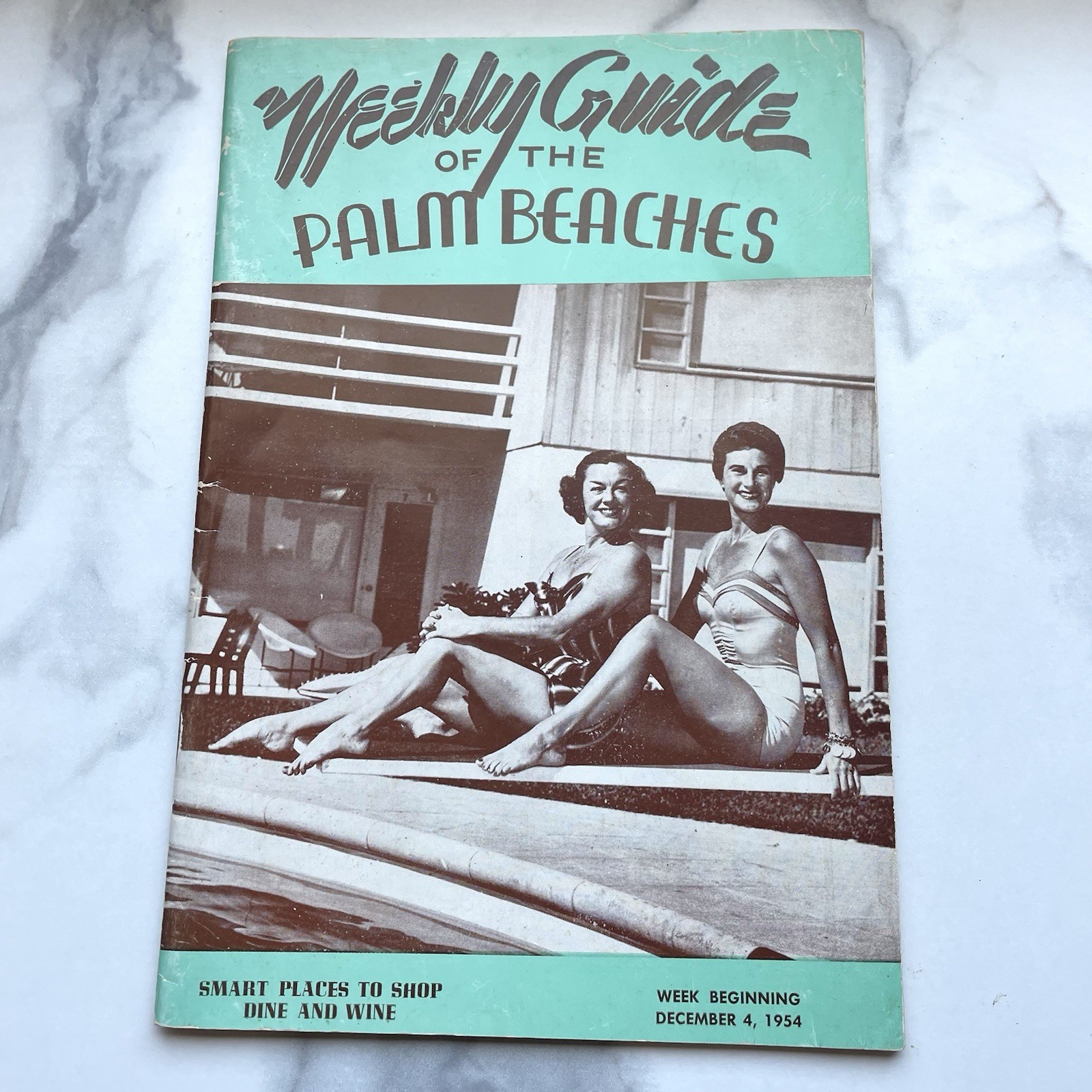 Vintage 50s Florida Palm Beaches Weekly Guide Pin Up Girls, Advertising Ephemera